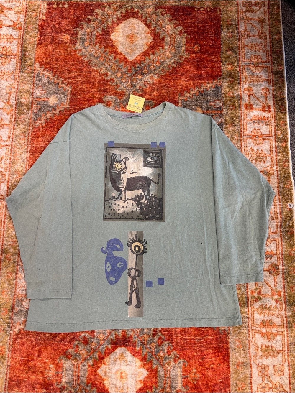 Vintage Blue Fish Graphic Long Sleeve shirt